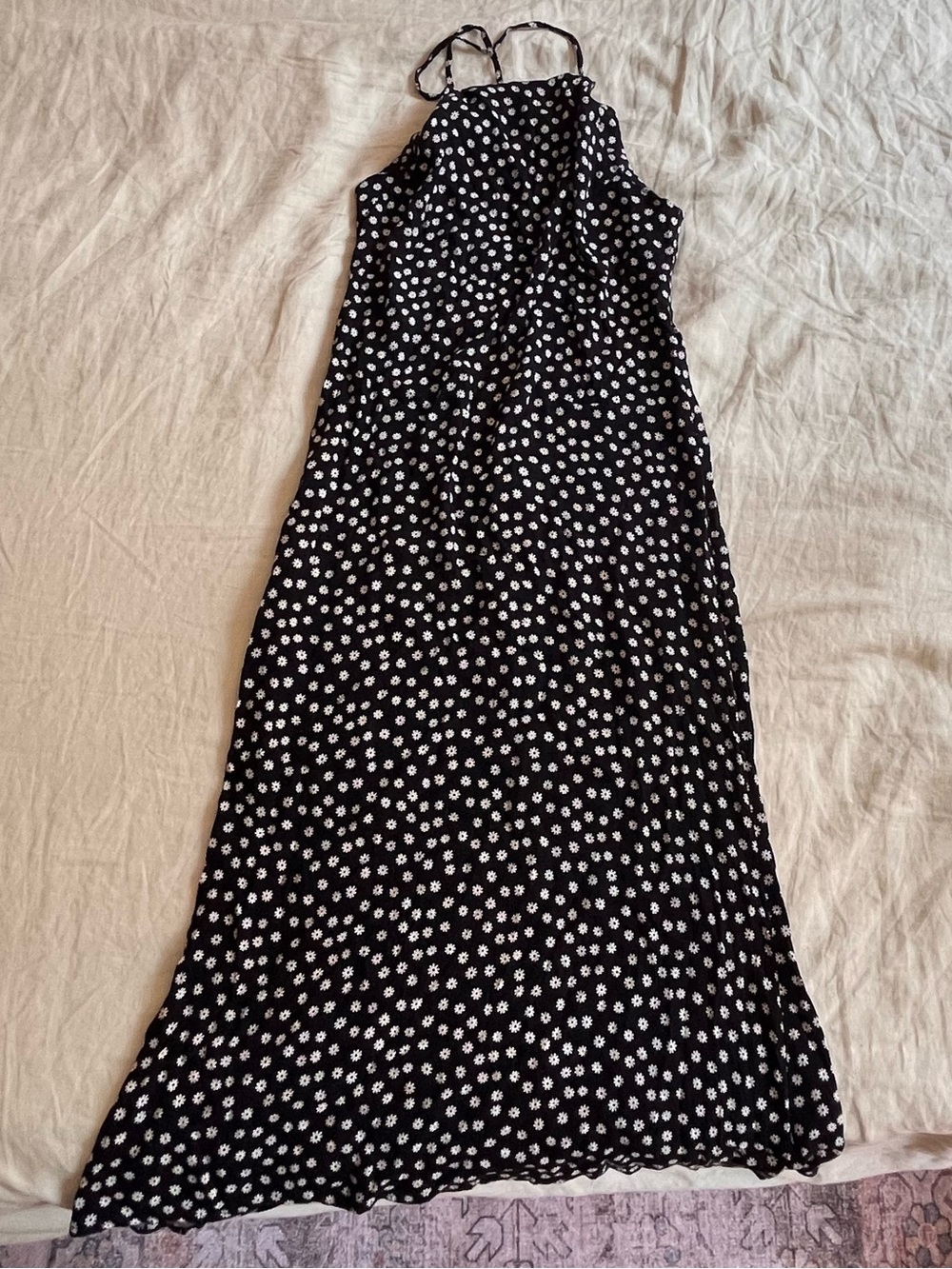 Reformation Black with White Floral Polka Midi Dress